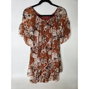 Elena Baldi Made In Italy Floral Ruffle Hem Dress Off Shoulders Women's XS